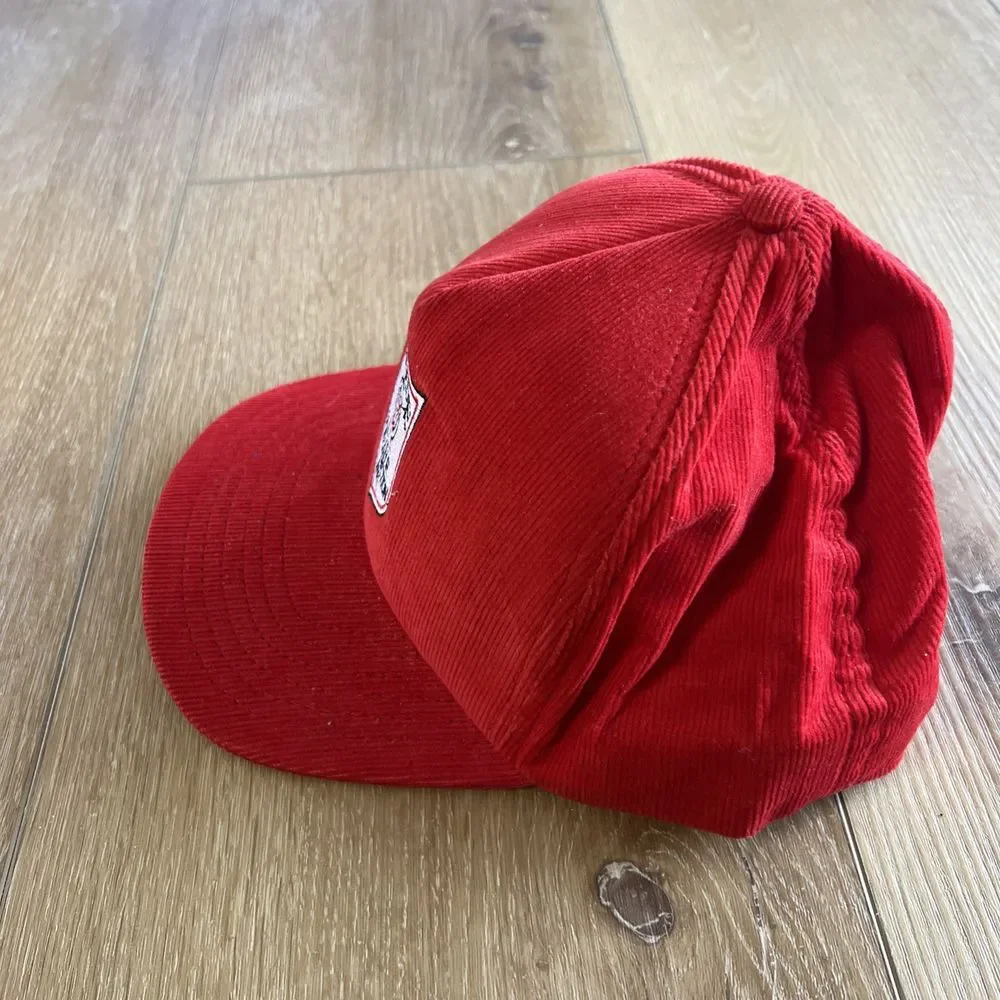 Vintage Brigade Fire Protection Inc Corduroy Trucker Hat Cap Snapback USA Made - Picture 2 of 6